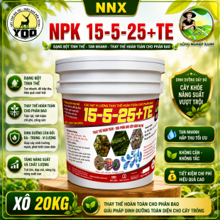 PHÂN BÓN NPK 15-5-25+TE XÔ 20KG - NUÔI TRÁI NẶNG KÝ